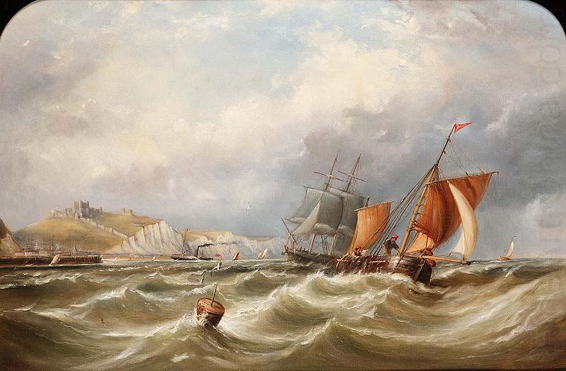 Ebenezer Colls A heavy swell off Dover Harbour, with a Channel packet coming in china oil painting image